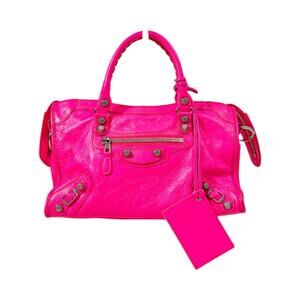 Balenciaga Leather Classic Small City Bag Hot Pink